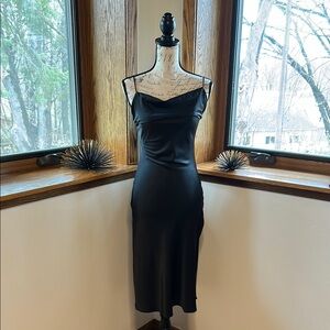 Elegant Black Slip Dress with High Slits on sides Size Small